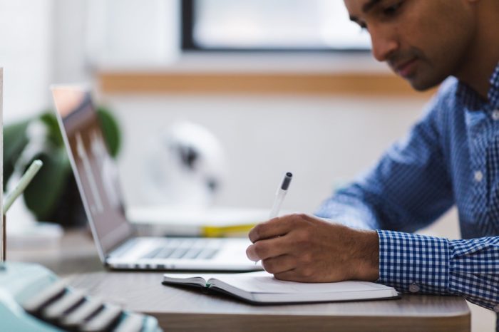 man on a computer